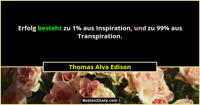 Erfolg besteht zu 1% aus Inspiration, und zu 99% aus Transpiration.... - Thomas Alva Edison