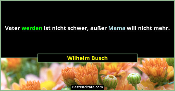 Vater werden ist nicht schwer, außer Mama will nicht mehr.... - Wilhelm Busch