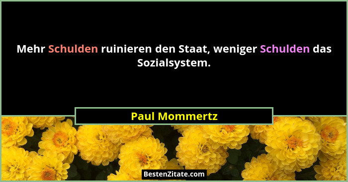 Mehr Schulden ruinieren den Staat, weniger Schulden das Sozialsystem.... - Paul Mommertz