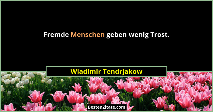 Fremde Menschen geben wenig Trost.... - Wladimir Tendrjakow