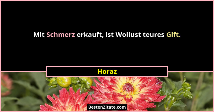 Mit Schmerz erkauft, ist Wollust teures Gift.... - Horaz