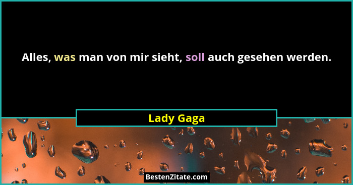 Alles, was man von mir sieht, soll auch gesehen werden.... - Lady Gaga