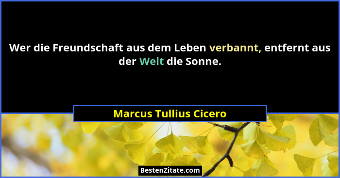 Wer die Freundschaft aus dem Leben verbannt, entfernt aus der Welt die Sonne.... - Marcus Tullius Cicero