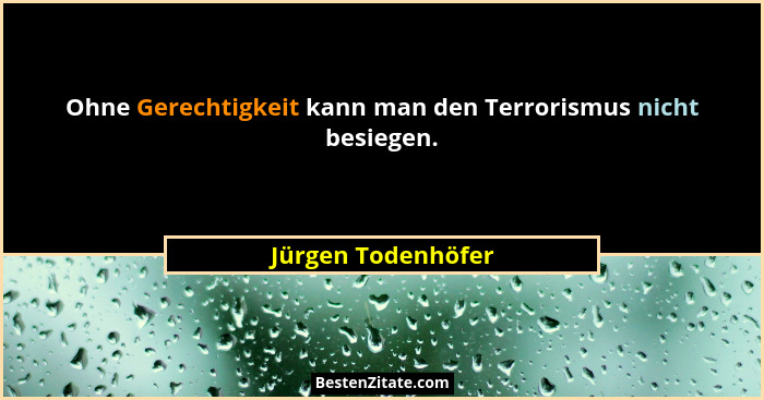 Ohne Gerechtigkeit kann man den Terrorismus nicht besiegen.... - Jürgen Todenhöfer