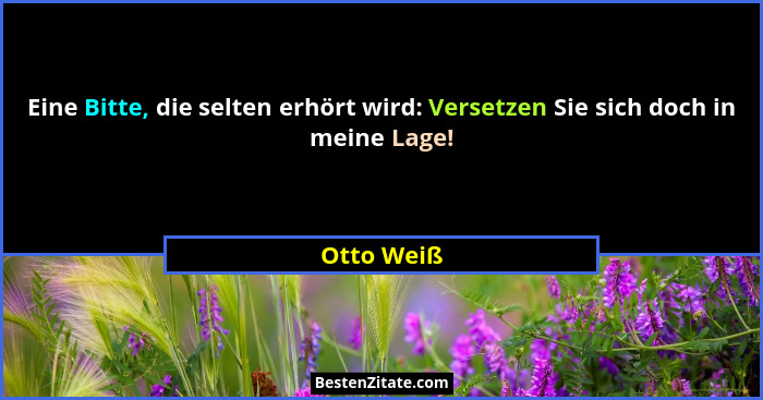 Eine Bitte, die selten erhört wird: Versetzen Sie sich doch in meine Lage!... - Otto Weiß