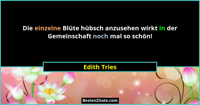 Die einzelne Blüte hübsch anzusehen wirkt in der Gemeinschaft noch mal so schön!... - Edith Tries