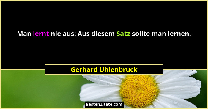 Man lernt nie aus: Aus diesem Satz sollte man lernen.... - Gerhard Uhlenbruck