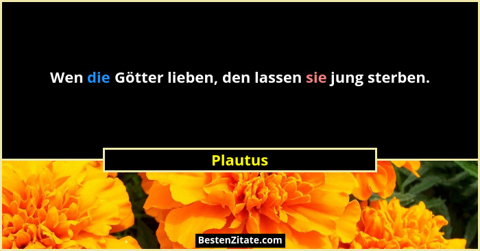 Wen die Götter lieben, den lassen sie jung sterben.... - Plautus