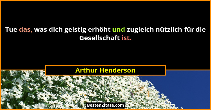 Tue das, was dich geistig erhöht und zugleich nützlich für die Gesellschaft ist.... - Arthur Henderson