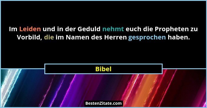 Im Leiden und in der Geduld nehmt euch die Propheten zu Vorbild, die im Namen des Herren gesprochen haben.... - Bibel