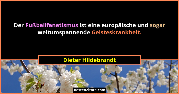 Der Fußballfanatismus ist eine europäische und sogar weltumspannende Geisteskrankheit.... - Dieter Hildebrandt