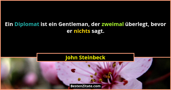 Ein Diplomat ist ein Gentleman, der zweimal überlegt, bevor er nichts sagt.... - John Steinbeck