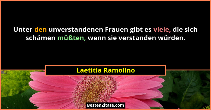 Unter den unverstandenen Frauen gibt es viele, die sich schämen müßten, wenn sie verstanden würden.... - Laetitia Ramolino
