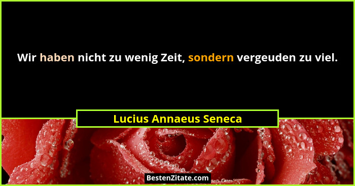 Wir haben nicht zu wenig Zeit, sondern vergeuden zu viel.... - Lucius Annaeus Seneca