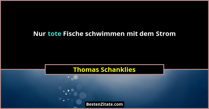 Nur tote Fische schwimmen mit dem Strom... - Thomas Schanklies