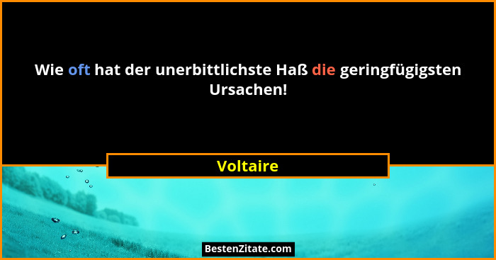 Wie oft hat der unerbittlichste Haß die geringfügigsten Ursachen!... - Voltaire