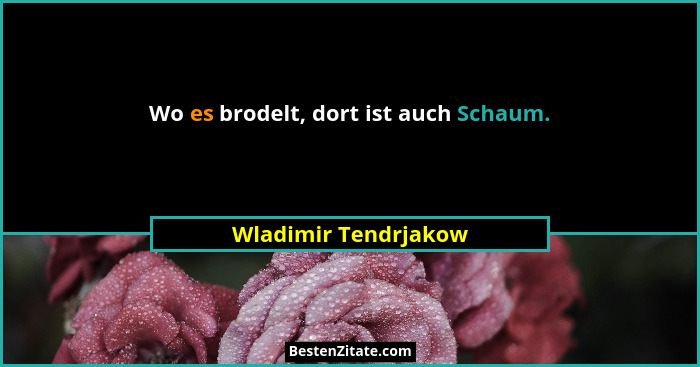 Wo es brodelt, dort ist auch Schaum.... - Wladimir Tendrjakow