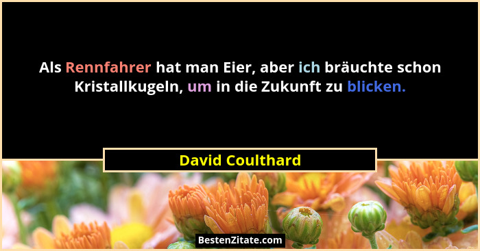 Als Rennfahrer hat man Eier, aber ich bräuchte schon Kristallkugeln, um in die Zukunft zu blicken.... - David Coulthard