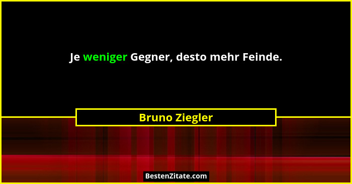 Je weniger Gegner, desto mehr Feinde.... - Bruno Ziegler