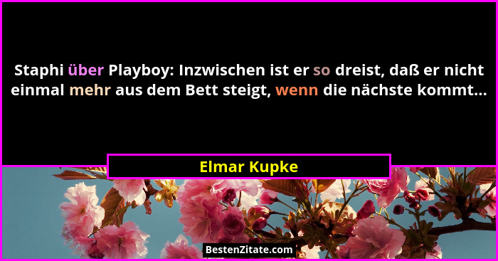 Staphi über Playboy: Inzwischen ist er so dreist, daß er nicht einmal mehr aus dem Bett steigt, wenn die nächste kommt...... - Elmar Kupke