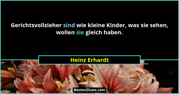 Gerichtsvollzieher sind wie kleine Kinder, was sie sehen, wollen sie gleich haben.... - Heinz Erhardt