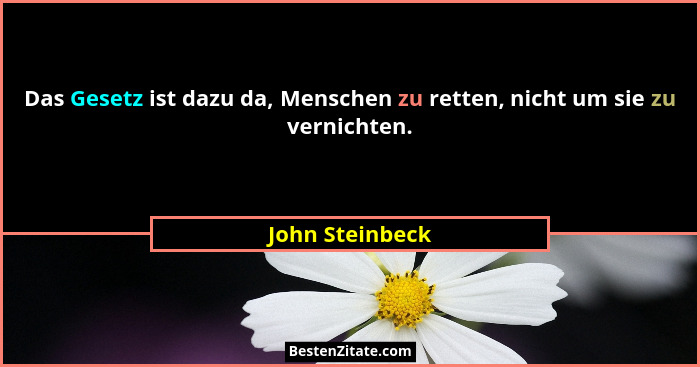Das Gesetz ist dazu da, Menschen zu retten, nicht um sie zu vernichten.... - John Steinbeck