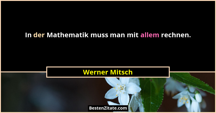 In der Mathematik muss man mit allem rechnen.... - Werner Mitsch