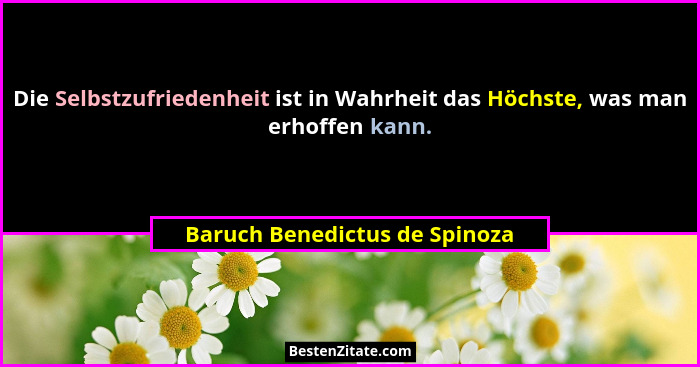 Die Selbstzufriedenheit ist in Wahrheit das Höchste, was man erhoffen kann.... - Baruch Benedictus de Spinoza