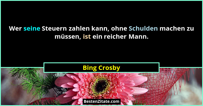 Wer seine Steuern zahlen kann, ohne Schulden machen zu müssen, ist ein reicher Mann.... - Bing Crosby