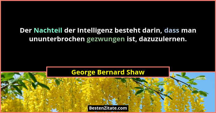 Der Nachteil der Intelligenz besteht darin, dass man ununterbrochen gezwungen ist, dazuzulernen.... - George Bernard Shaw