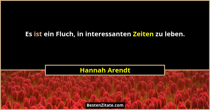 Es ist ein Fluch, in interessanten Zeiten zu leben.... - Hannah Arendt