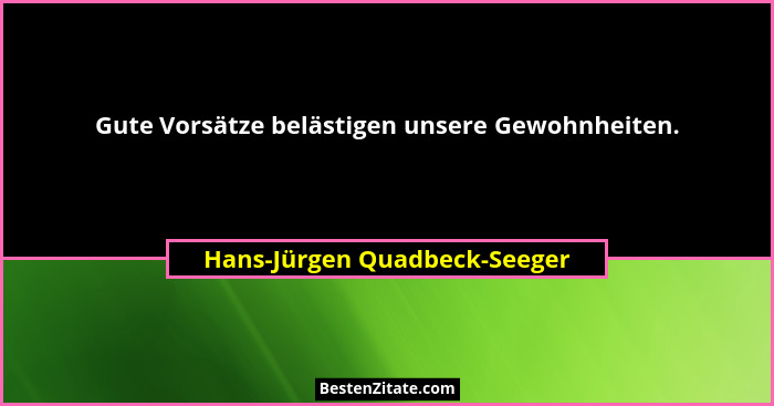Gute Vorsätze belästigen unsere Gewohnheiten.... - Hans-Jürgen Quadbeck-Seeger
