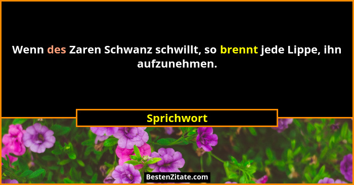Wenn des Zaren Schwanz schwillt, so brennt jede Lippe, ihn aufzunehmen.... - Sprichwort