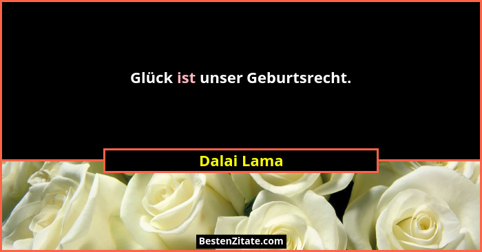 Glück ist unser Geburtsrecht.... - Dalai Lama