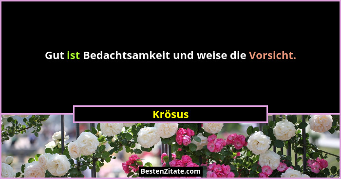 Gut ist Bedachtsamkeit und weise die Vorsicht.... - Krösus
