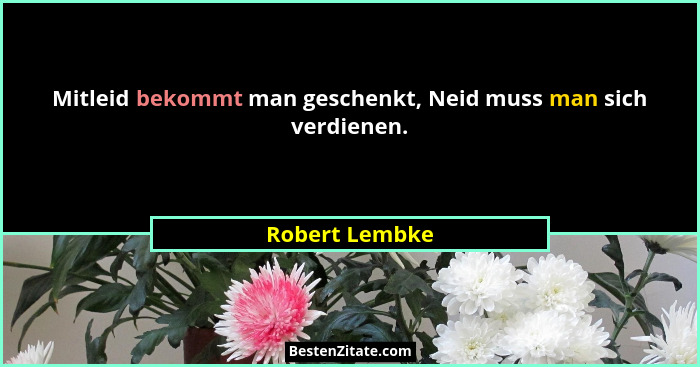 Mitleid bekommt man geschenkt, Neid muss man sich verdienen.... - Robert Lembke