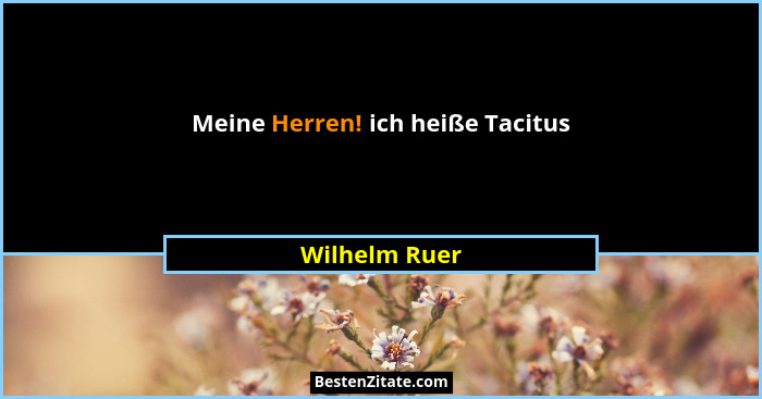 Meine Herren! ich heiße Tacitus... - Wilhelm Ruer