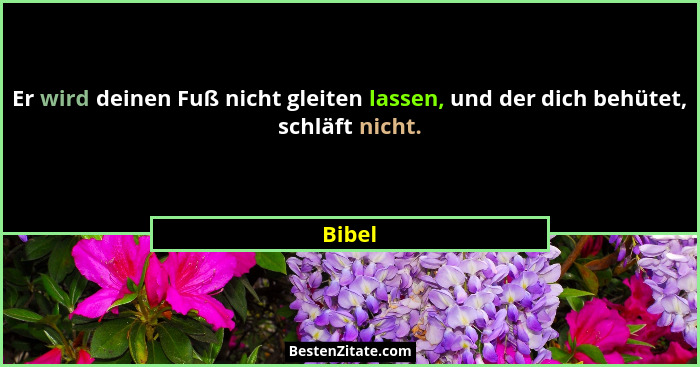 Er wird deinen Fuß nicht gleiten lassen, und der dich behütet, schläft nicht.... - Bibel