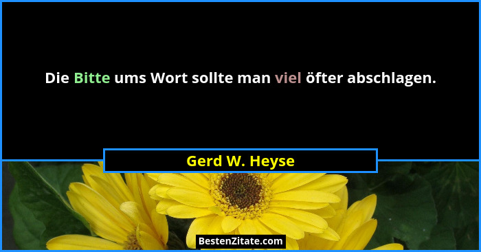 Die Bitte ums Wort sollte man viel öfter abschlagen.... - Gerd W. Heyse