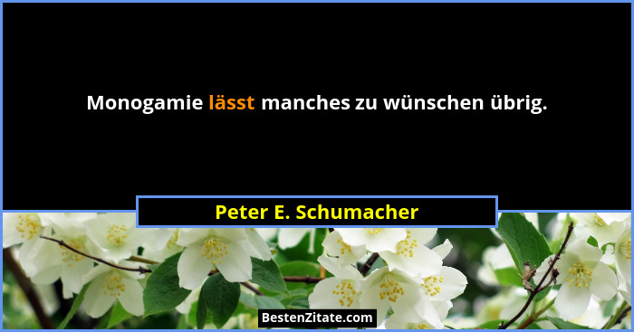 Monogamie lässt manches zu wünschen übrig.... - Peter E. Schumacher
