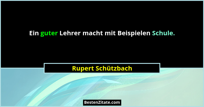 Ein guter Lehrer macht mit Beispielen Schule.... - Rupert Schützbach