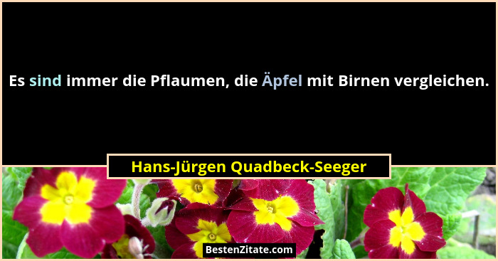 Es sind immer die Pflaumen, die Äpfel mit Birnen vergleichen.... - Hans-Jürgen Quadbeck-Seeger