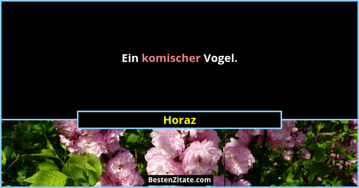 Ein komischer Vogel.... - Horaz