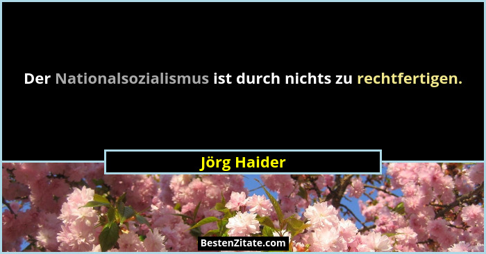 Der Nationalsozialismus ist durch nichts zu rechtfertigen.... - Jörg Haider