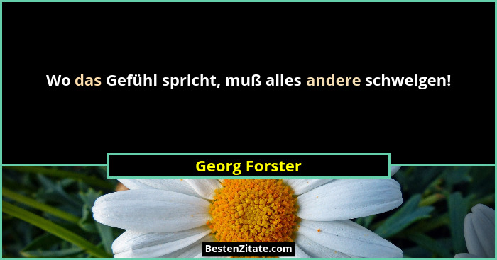 Wo das Gefühl spricht, muß alles andere schweigen!... - Georg Forster