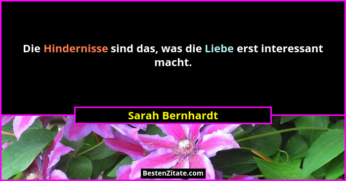 Die Hindernisse sind das, was die Liebe erst interessant macht.... - Sarah Bernhardt