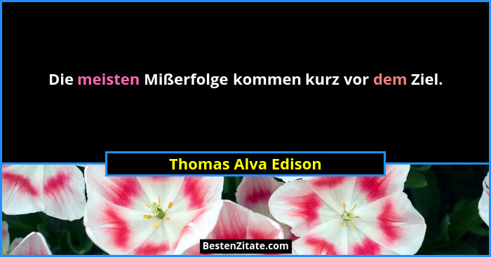 Die meisten Mißerfolge kommen kurz vor dem Ziel.... - Thomas Alva Edison