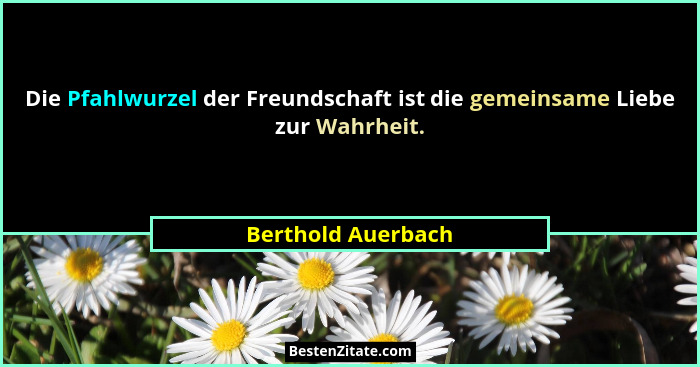 Die Pfahlwurzel der Freundschaft ist die gemeinsame Liebe zur Wahrheit.... - Berthold Auerbach