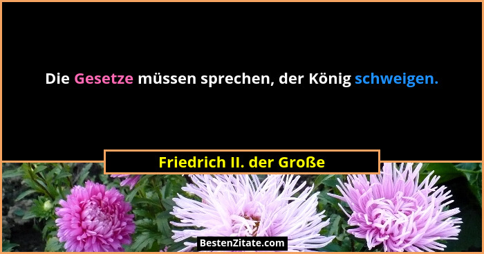 Die Gesetze müssen sprechen, der König schweigen.... - Friedrich II. der Große