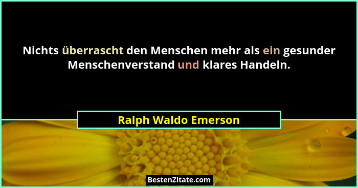 Nichts überrascht den Menschen mehr als ein gesunder Menschenverstand und klares Handeln.... - Ralph Waldo Emerson